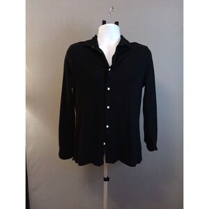 H&M Shirt Mens Medium Black Regular Fit Button Up Cotton Long Sleeve